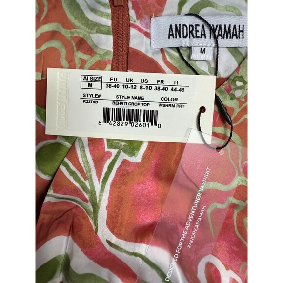 Andrea Iyamah Behati Crop Top Coral Green Balloon Sleeves - Picture 4 of 12